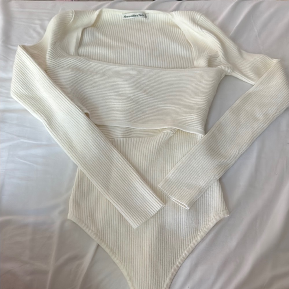 Abercrombie & Fitch Cream Ribbed Bodysuit